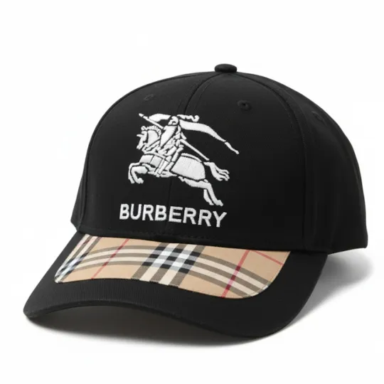 Burberry Baseball Cap – Equestrian Knight & Check Pattern